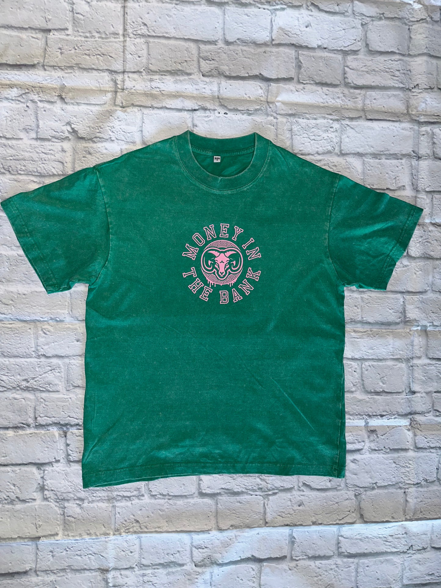 Pink Money In The Bank Goat head green shirt
