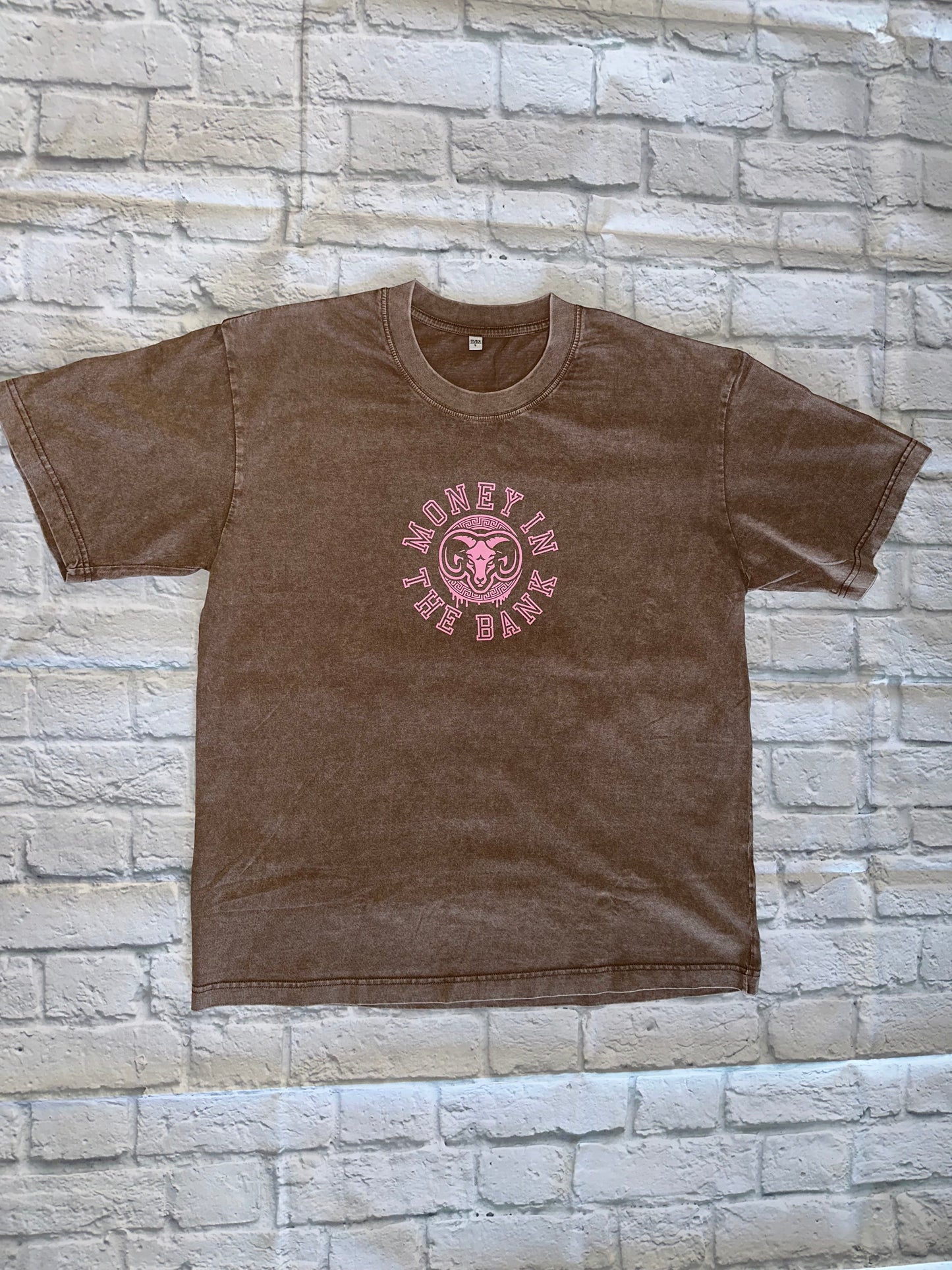 Pink Money In The Bank Goat head brown shirt